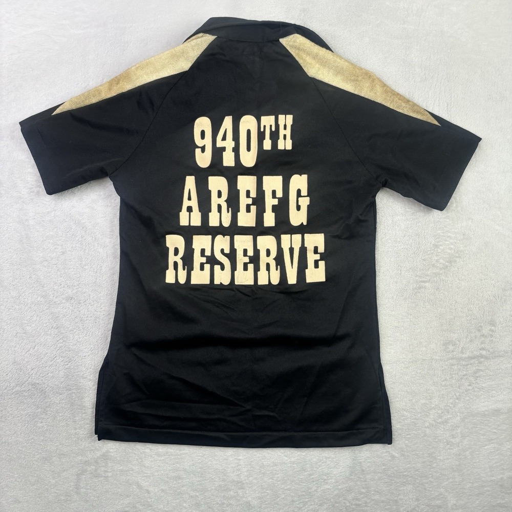 VTG 70s Nat Nast 940th AREFG RESERVE Air Force Black SS Polo Shirt Size S